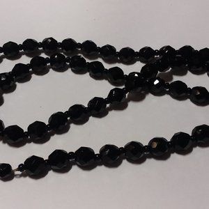 Jewelry, Vintage Black Faceted Crystal Beads 14"